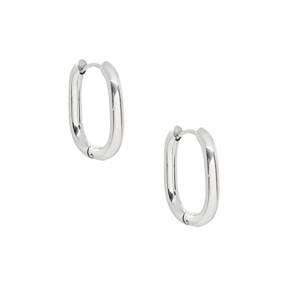 FIONA SILVER OVAL HOOP EARRINGS