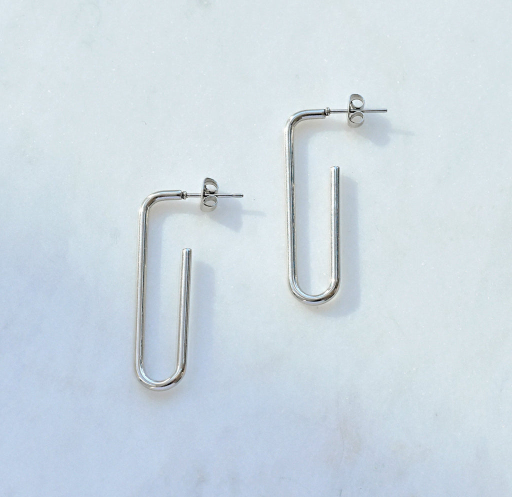 PARKER SILVER PAPERCLIP EARRINGS