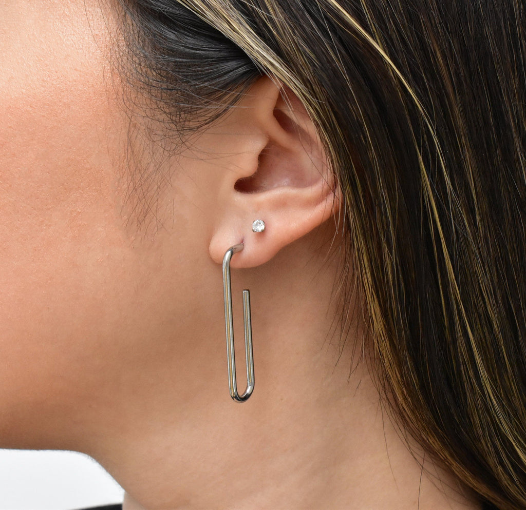 PARKER SILVER PAPERCLIP EARRINGS