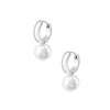 CASEY SILVER PEARL HUGGIE EARRINGS
