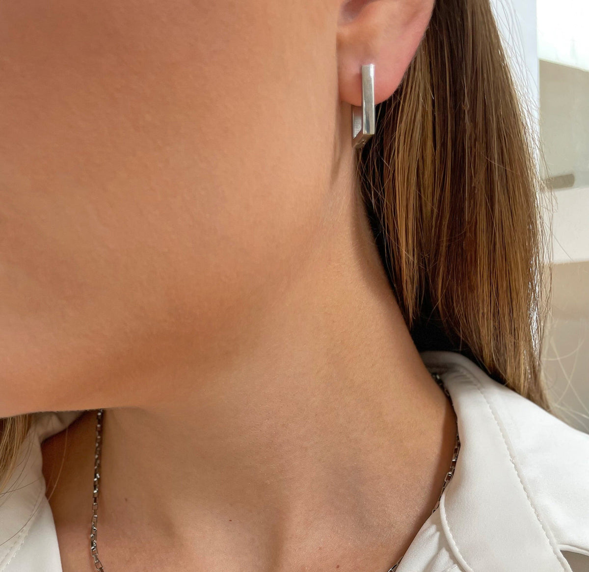 ELODIE SILVER RECTANGLE EARRINGS