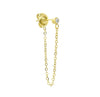 JOAN SOLITAIRE STUD GOLD LOOP CHAIN EARRINGS