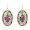 Stacked Stone Blue and Purple Turquoise Golden Drop Earrings