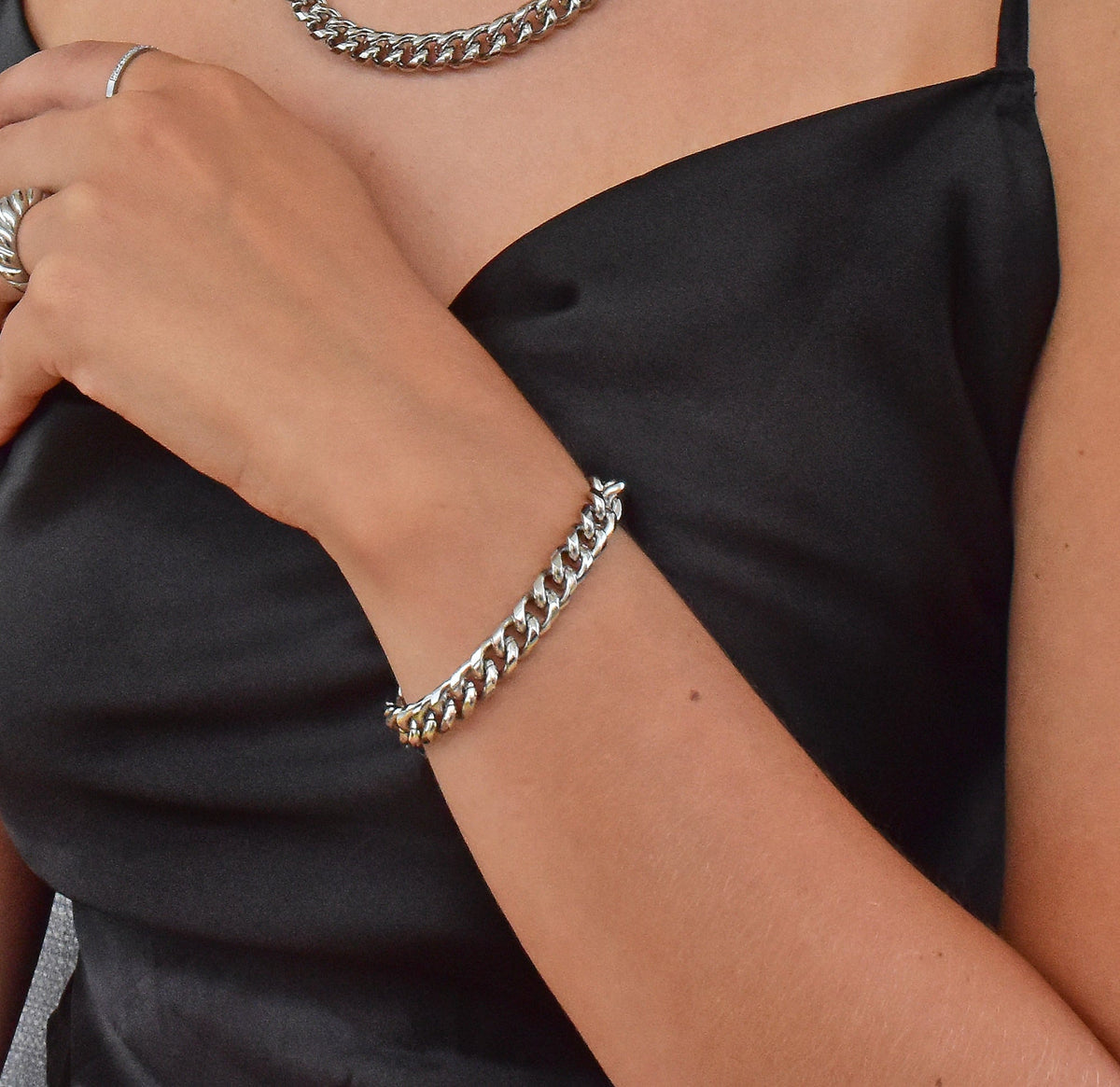 MASON SILVER CUBAN CHAIN BRACELET - SILVER