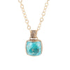 Carved Blue Turquoise Stone Golden Pendant Necklace